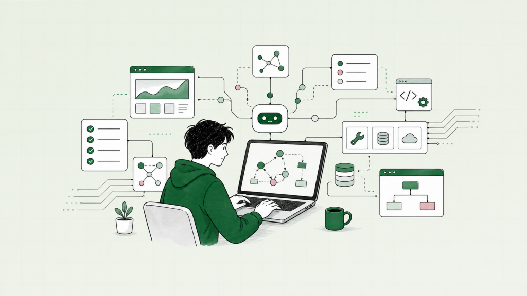AIエージェントの業務自動化イラスト