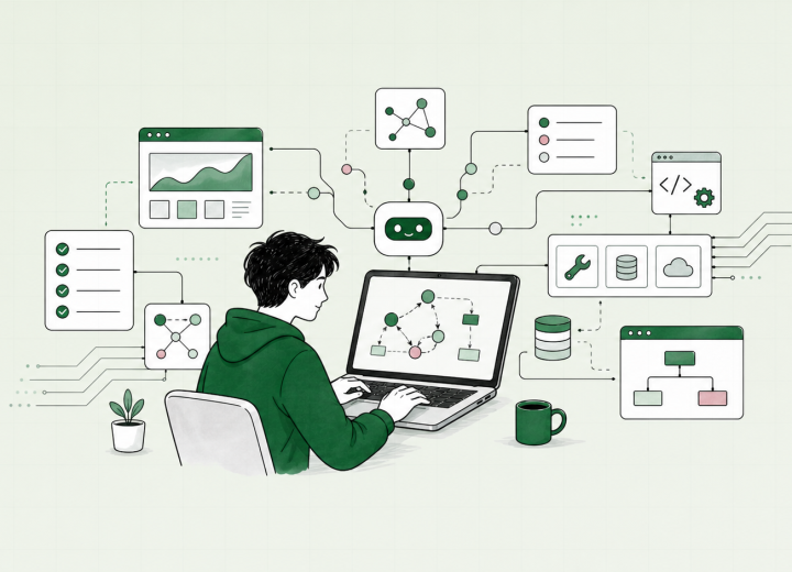 AIエージェントの業務自動化イラスト