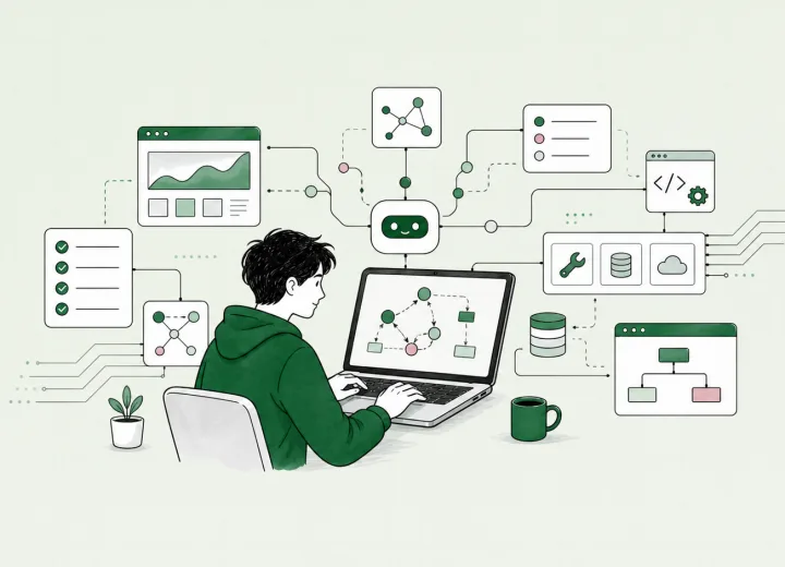 AIエージェントの業務自動化イラスト